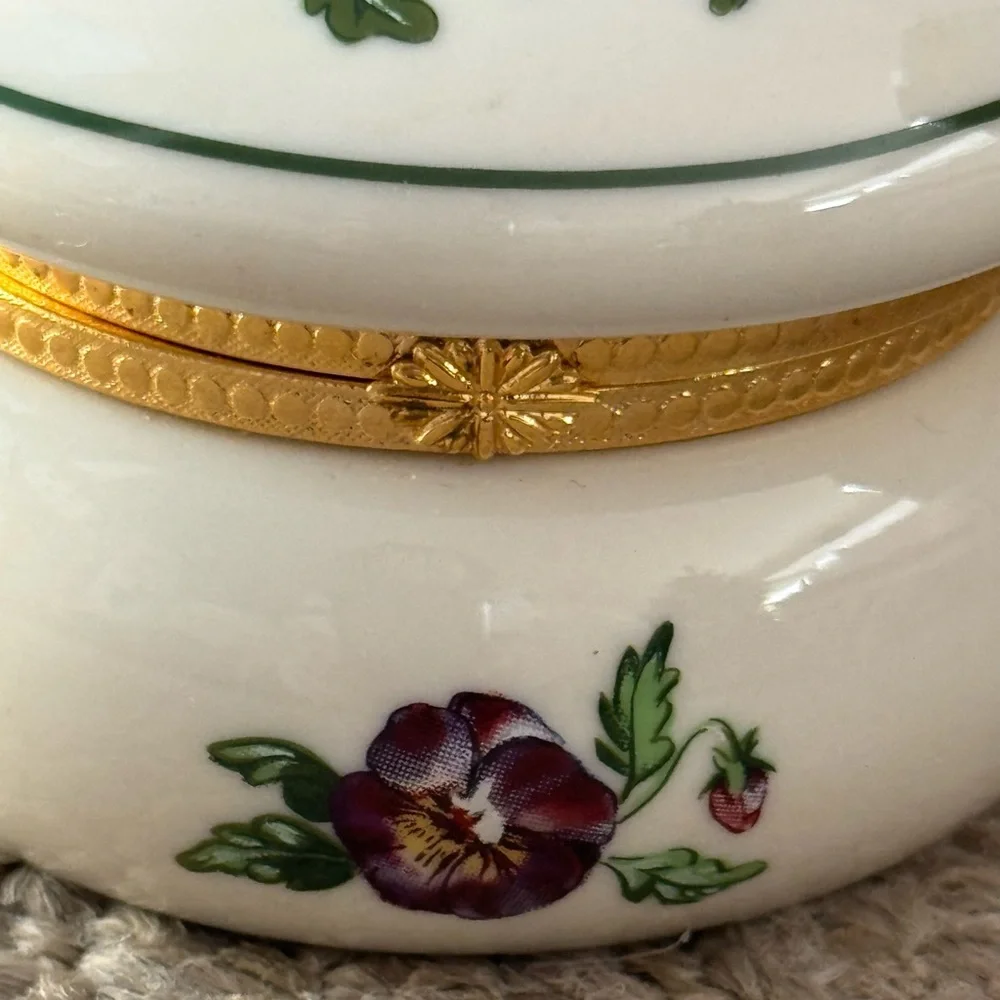 Vintage PartyLite Floral Porcelain Ceramic Trinket Box Tea Light